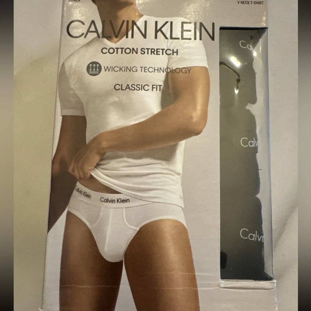 😍Calvin Klein Men NB2799 Cotton Stretch Classic Fit V Neck T-Shirt 3 Pack Size S
